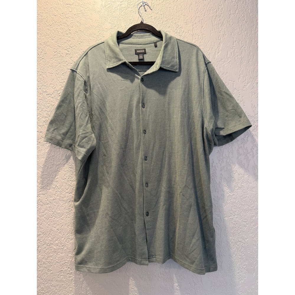 Buffalo David Bitton Mens XL Sage Green Micro Textured Short Sleeve Button Shirt